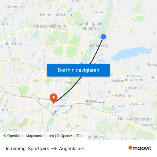 Ismaning, Sportpark to Augenklinik map