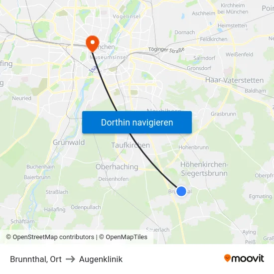 Brunnthal, Ort to Augenklinik map