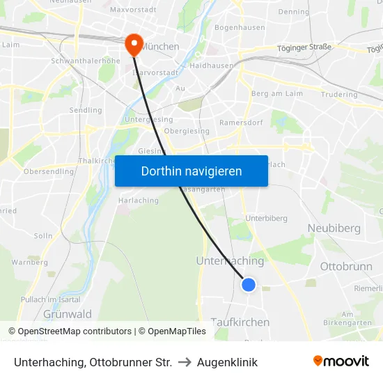 Unterhaching, Ottobrunner Str. to Augenklinik map