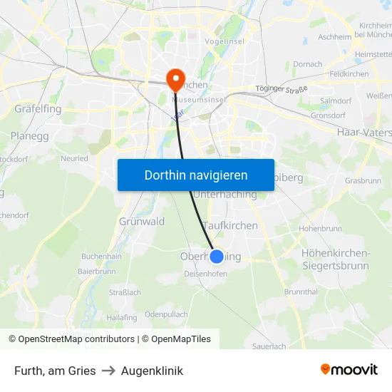 Furth, am Gries to Augenklinik map