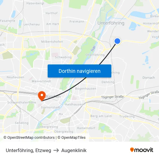 Unterföhring, Etzweg to Augenklinik map