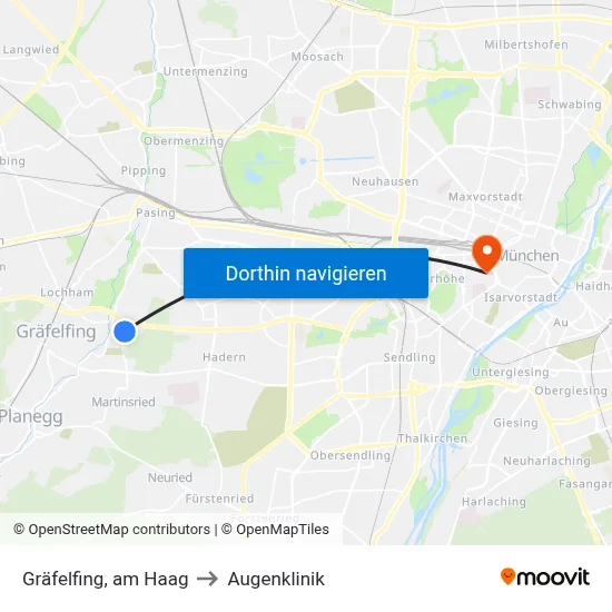 Gräfelfing, am Haag to Augenklinik map