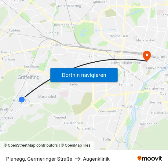 Planegg, Germeringer Straße to Augenklinik map