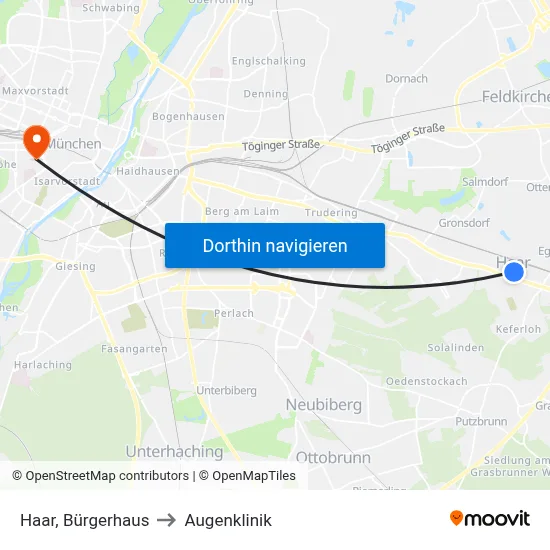 Haar, Bürgerhaus to Augenklinik map