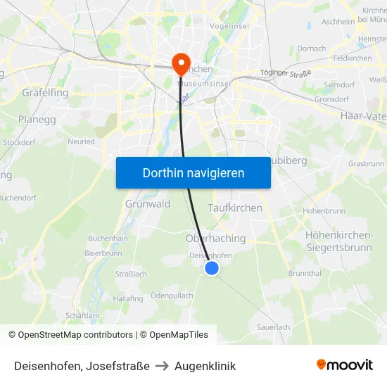 Deisenhofen, Josefstraße to Augenklinik map