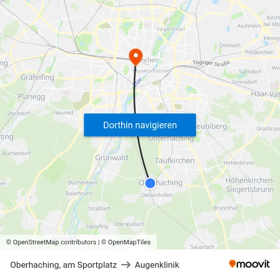 Oberhaching, am Sportplatz to Augenklinik map