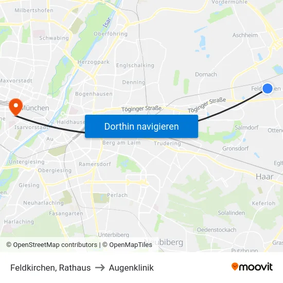 Feldkirchen, Rathaus to Augenklinik map