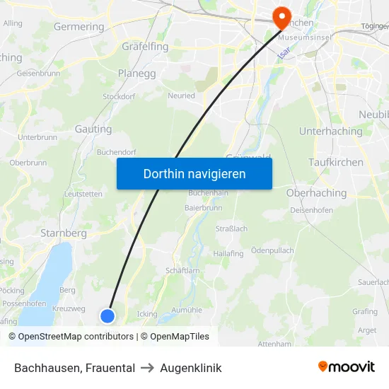 Bachhausen, Frauental to Augenklinik map