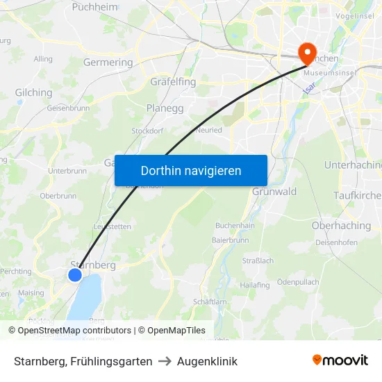 Starnberg, Frühlingsgarten to Augenklinik map
