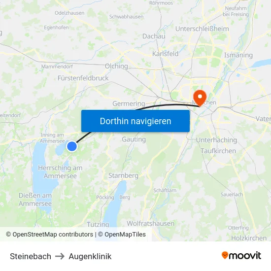 Steinebach to Augenklinik map