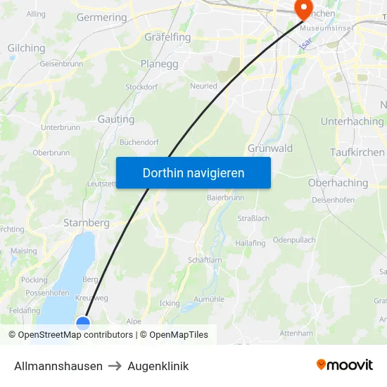 Allmannshausen to Augenklinik map