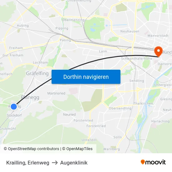 Krailling, Erlenweg to Augenklinik map