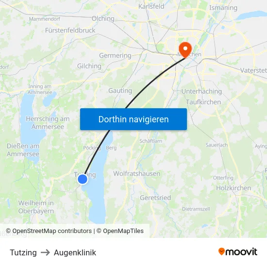 Tutzing to Augenklinik map