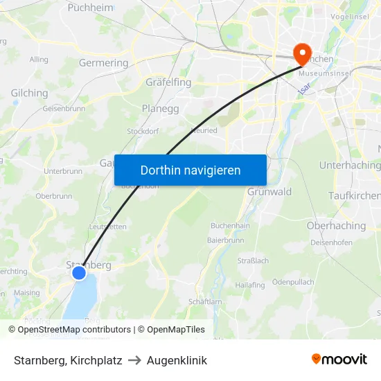 Starnberg, Kirchplatz to Augenklinik map