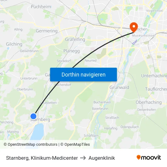 Starnberg, Klinikum-Medicenter to Augenklinik map