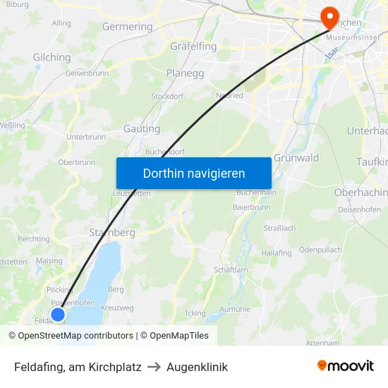 Feldafing, am Kirchplatz to Augenklinik map