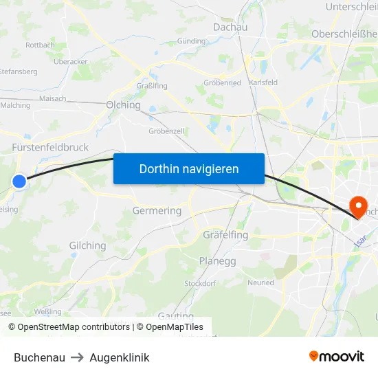 Buchenau to Augenklinik map
