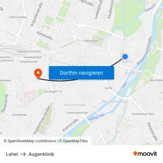 Lehel to Augenklinik map