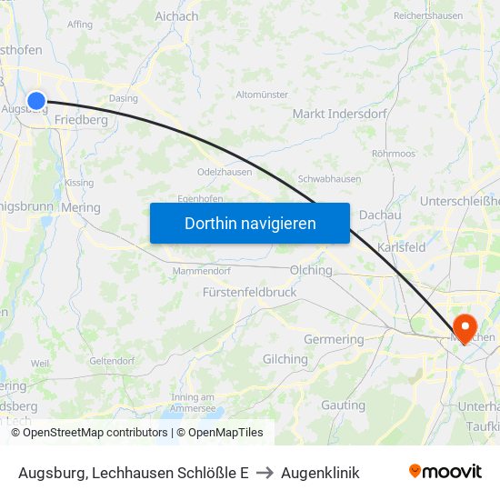 Augsburg, Lechhausen Schlößle E to Augenklinik map