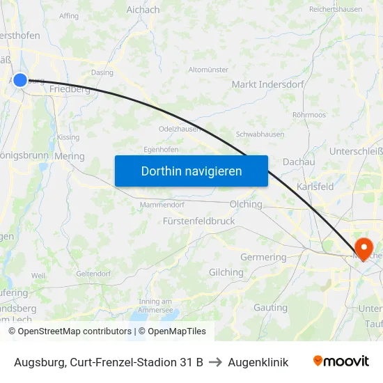 Augsburg, Curt-Frenzel-Stadion 31 B to Augenklinik map