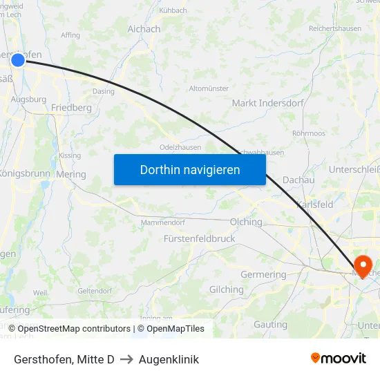 Gersthofen, Mitte D to Augenklinik map