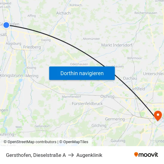 Gersthofen, Dieselstraße A to Augenklinik map
