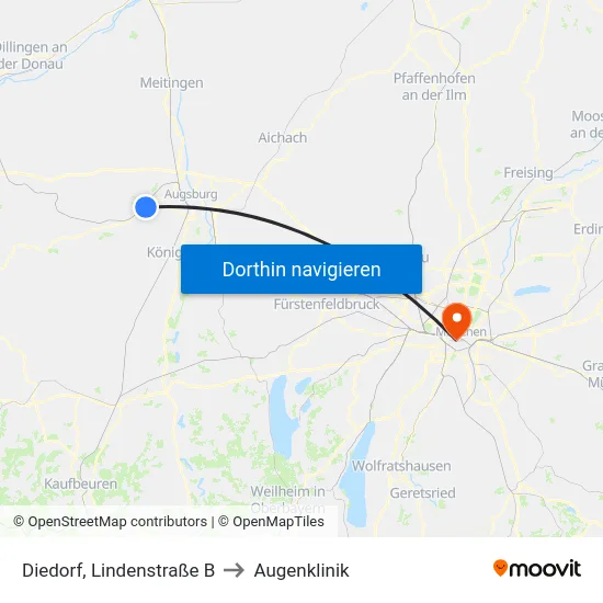 Diedorf, Lindenstraße B to Augenklinik map