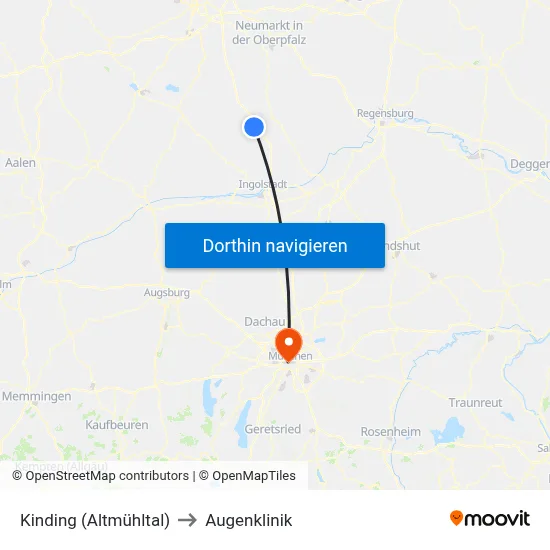 Kinding (Altmühltal) to Augenklinik map