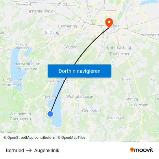 Bernried to Augenklinik map