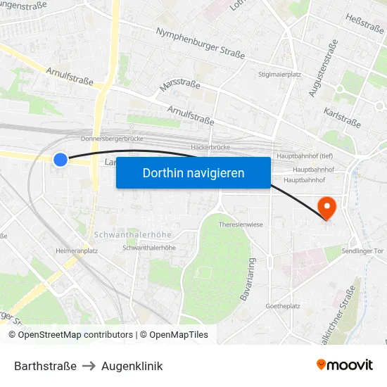 Barthstraße to Augenklinik map