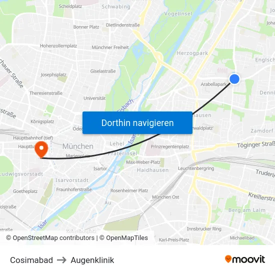 Cosimabad to Augenklinik map