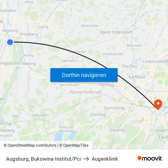 Augsburg, Bukowina-Institut/Pci to Augenklinik map