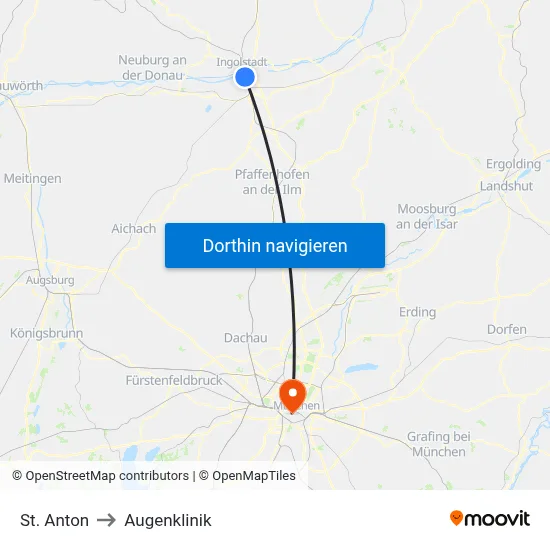 St. Anton to Augenklinik map