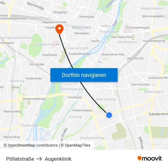 Pöllatstraße to Augenklinik map