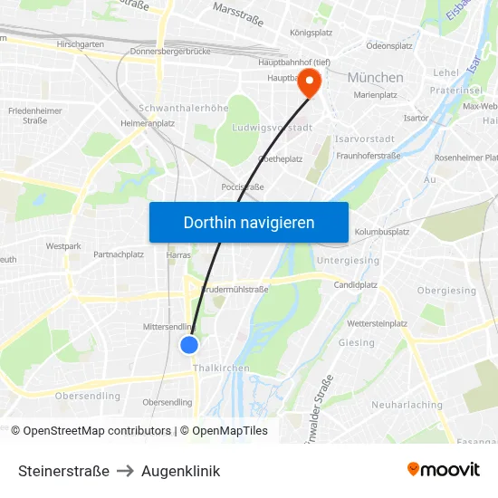 Steinerstraße to Augenklinik map