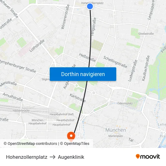 Hohenzollernplatz to Augenklinik map