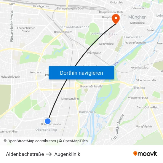 Aidenbachstraße to Augenklinik map