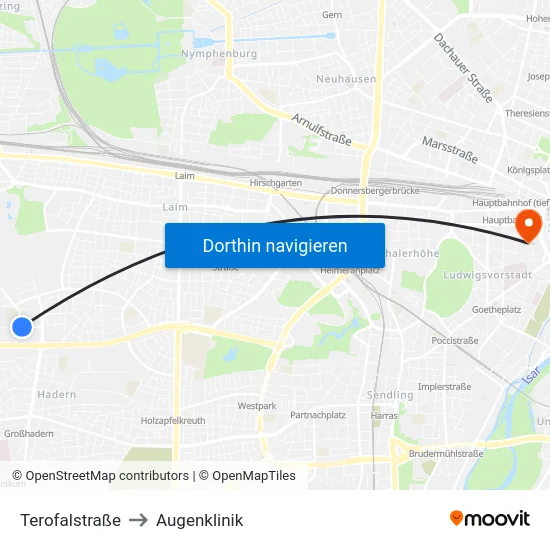 Terofalstraße to Augenklinik map