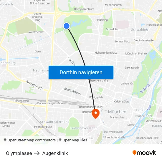 Olympiasee to Augenklinik map
