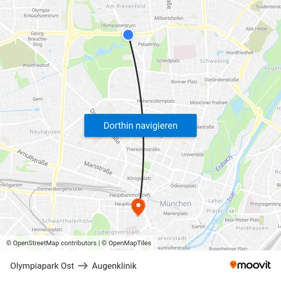 Olympiapark Ost to Augenklinik map