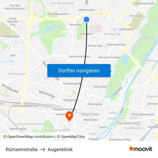 Rümannstraße to Augenklinik map