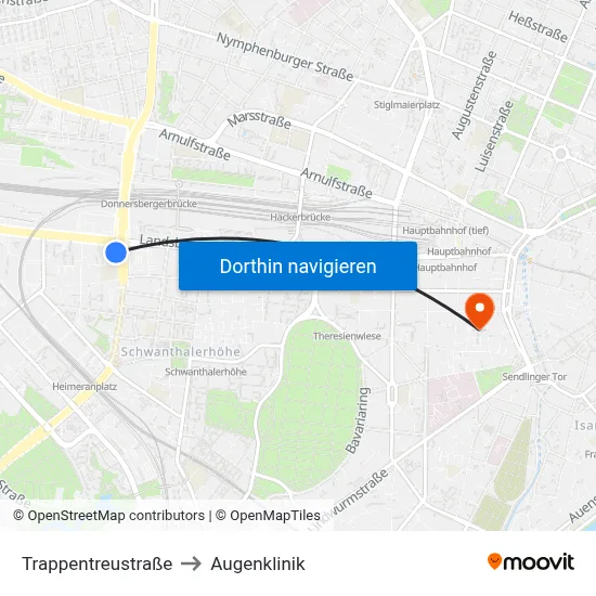 Trappentreustraße to Augenklinik map