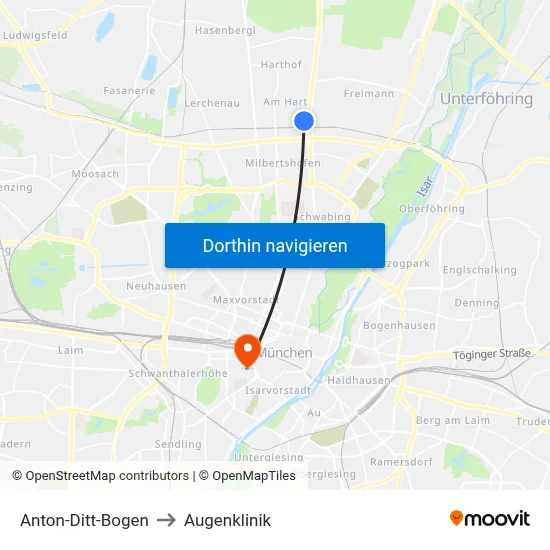 Anton-Ditt-Bogen to Augenklinik map