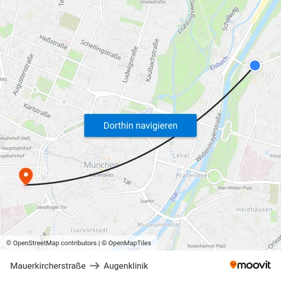 Mauerkircherstraße to Augenklinik map