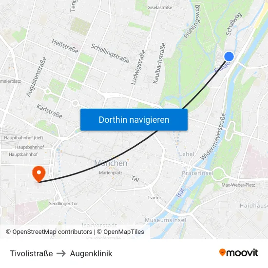 Tivolistraße to Augenklinik map
