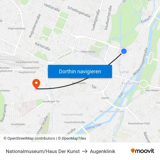Nationalmuseum/Haus Der Kunst to Augenklinik map