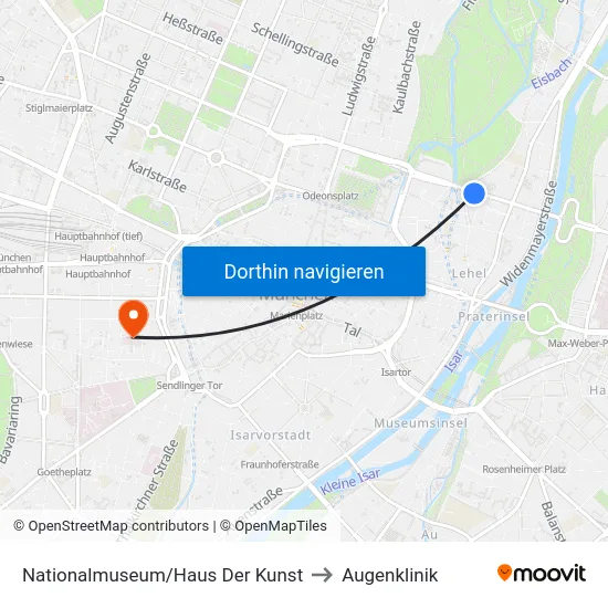 Nationalmuseum/Haus Der Kunst to Augenklinik map