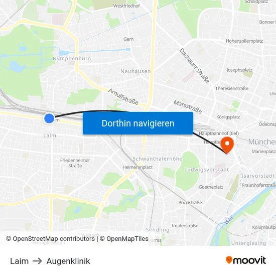 Laim to Augenklinik map