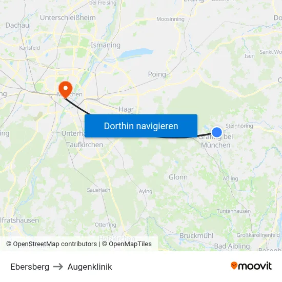 Ebersberg to Augenklinik map