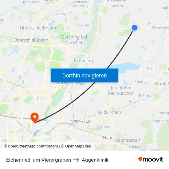 Eichenried, am Vierergraben to Augenklinik map